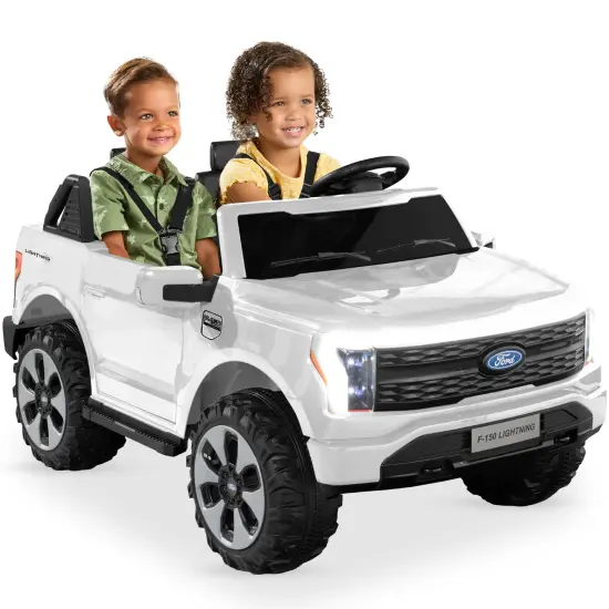Best Choice Products Kids 24V Ride On Truck Officially Licensed Ford Lightning w/ Remote, LED Lights, 2 Speeds White {1}