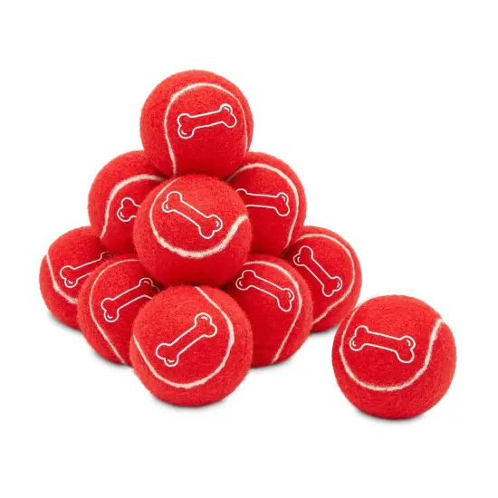 Juvale 12 Pack Red Tennis Balls for Dogs, Durable and Soft 2.5 Inch Red Balls for Fetch, Training, Backyard Games and Interactive Play, Includes Mesh Bag for Storage {7}