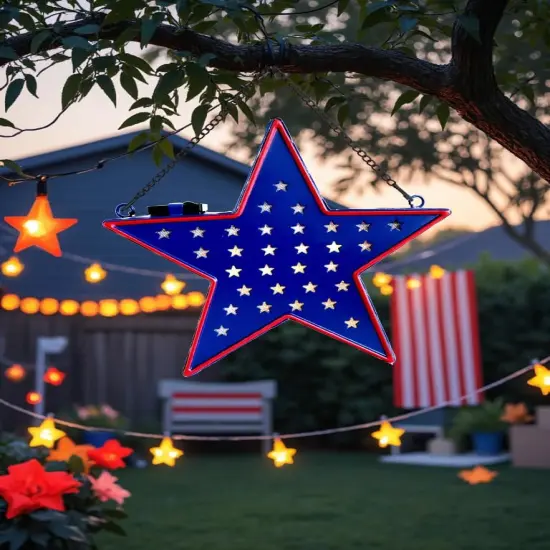 July 4th Country Patriotic Star Light Metal Wall Decor {5}