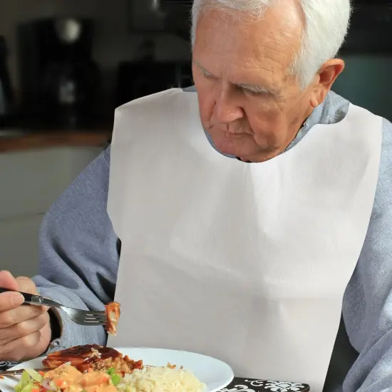 100-Pack Disposable Bibs for Adults and Senior Citizens for Mess-Free Eating, Throw Away Bibs for Accidental Stains and Spills, Single-Use Clothing Protectors (White, 23.6x15.5 in) {3}