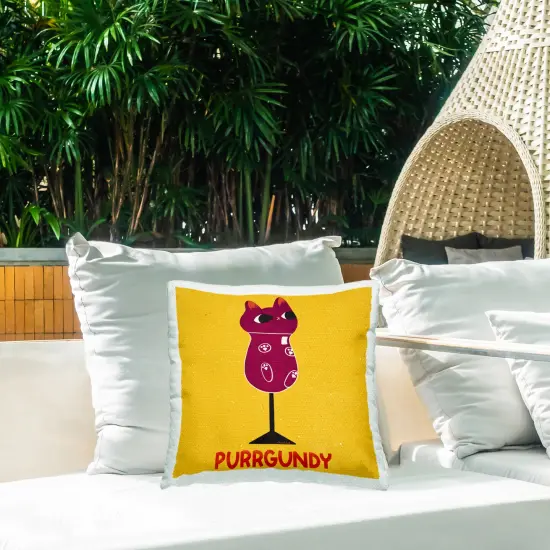 Stupell Industries Purrgundy Cat Wine Outdoor Printed Pillow design by Carrie Cantwell, 18 x 7 x 18 {2}