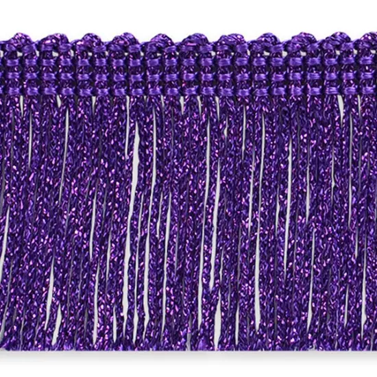 5 Yards of 2" Metallic Chainette Fringe Trim | 5 yard cut Purple {1}