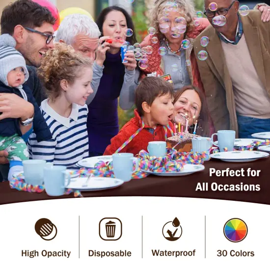 Exquisite 12-Pack Premium Plastic Tablecloth 54in. x 108in. Rectangle Plastic Table Cover Brown {3}