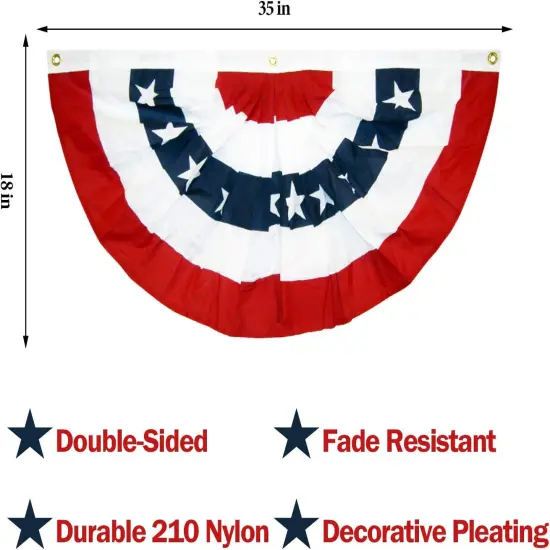 6PCS USA Patriotic Pleated Fan Flag - 3 x1.5 Ft American US Flag Bunting Banner Patriotic Bunting Flag Stars and Stripes Flag Bunting for Memorial Day The 4th of July and Labour Day (18INx35IN) {2}