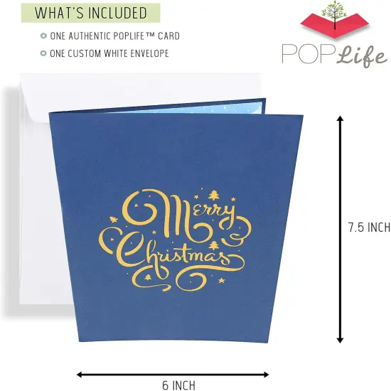 Santa's Sleigh and Reindeer Pop Up Christmas Card, Handmade 3D Holiday Greeting, Blank Merry Christmas Note, Small Stocking Present for Friends and Family, Naughty or Nice {3}