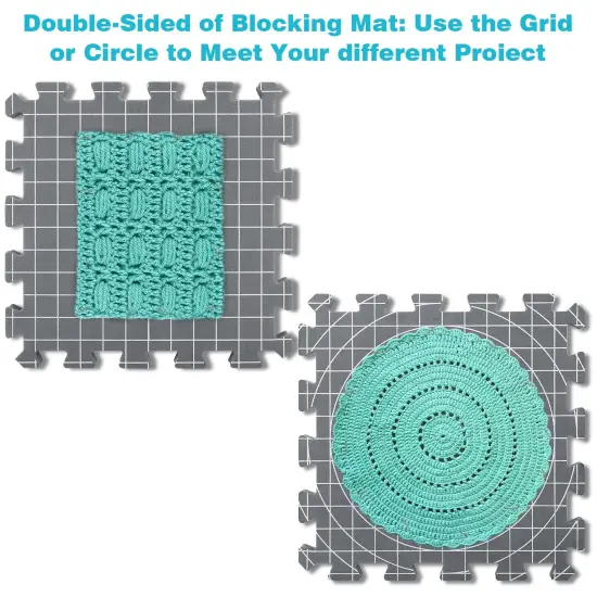 Yrangee Blocking mats for Knitting & Crochet Projects, 2 in 1 Double Side Extra Thick Knitting Blocking Mats with Circle and Lines Blocking Board with 150 T-Pins and Storage Bag {6}