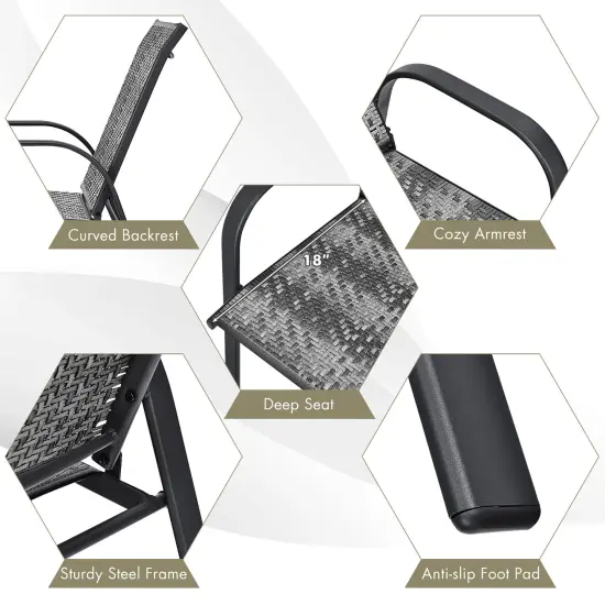 Costway Set of 6 Patio Rattan Dining Chairs Stackable Armrest Garden Mix Gray\Mix Brown {6}