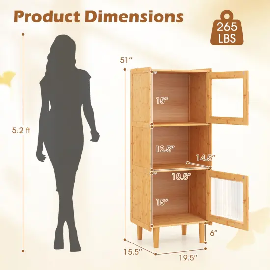 Natural Wicker Acrylic 3-Cube Cabinet Display Storage with Clear Doors {4}