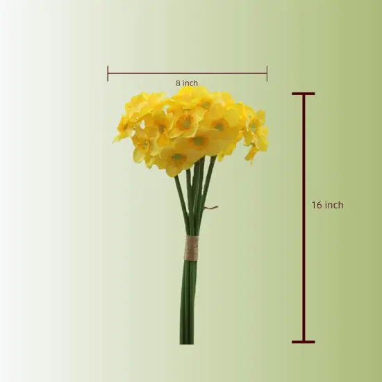 Summer Artificial Daffodil Silk Floral Arrangement &ndash; 2 Bundles, Yellow Decorative Home and Office Accent {4}