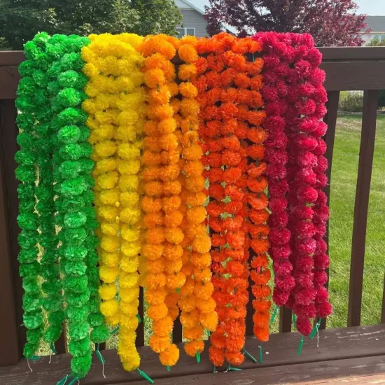 Artificial Marigold Strings, Diwali Decoration, Day of the Dead, Halloween, Marygold Flower Garland, Pooja Backdrop, Aztec Marigold Flowers {2}