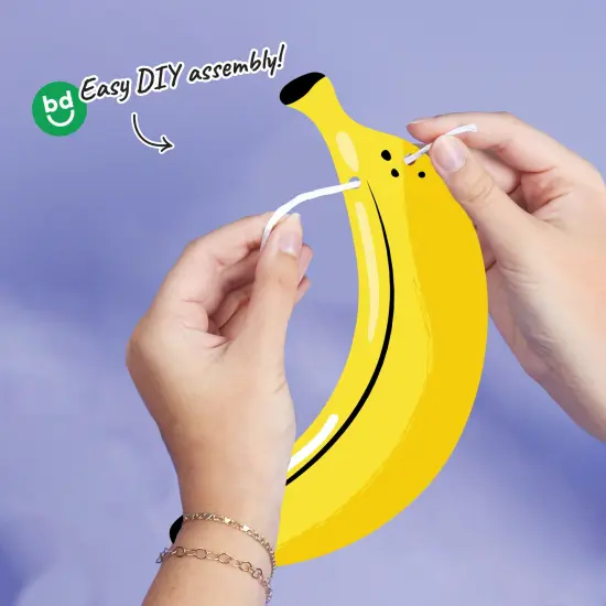 Big Dot of Happiness Let's Go Bananas Garland Banner, Tropical Party Birthday Decorations, Fruit Banner, 30 Feet of Cord, 15 Double-Sided Yellow Banana Bunches {4}