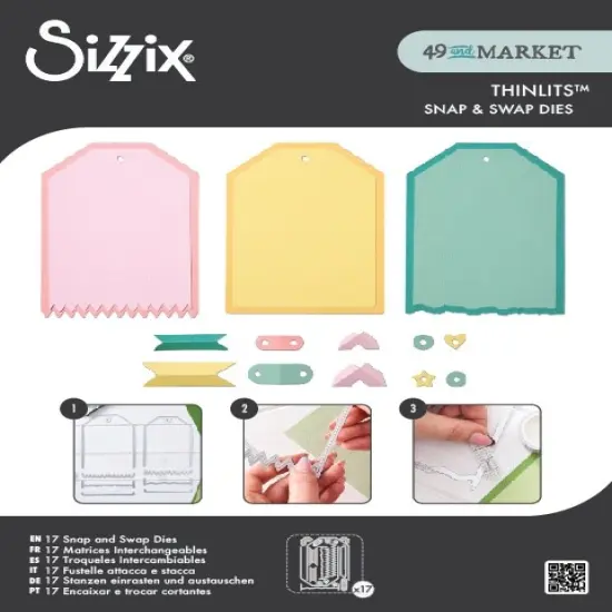 Sizzix Thinlits Set 17/Pkg, Snap and Swap by 49 and Market-Large Tags {1}