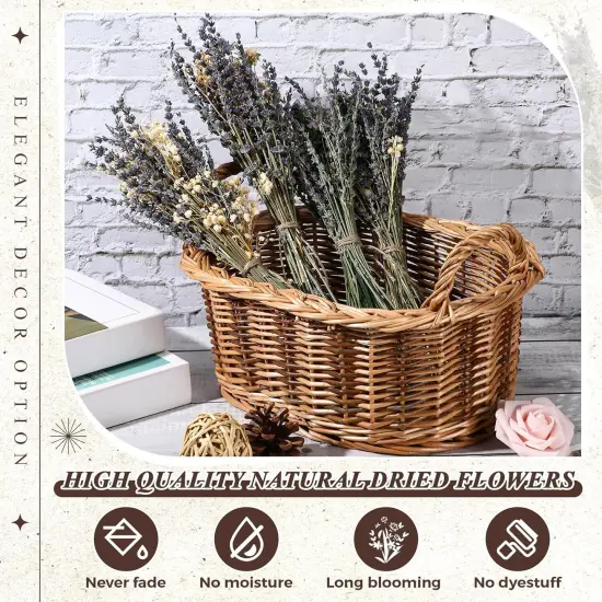 4 Pack Large Size Boho Dried Flower Bouquet 15-17 Inch Wedding Handmade Dry Flowers for Vase Crafts DIY Photo Boutonniere for Men Floral Plant for Bridesmaid Gift Birthday Decor(Lavender) {4}