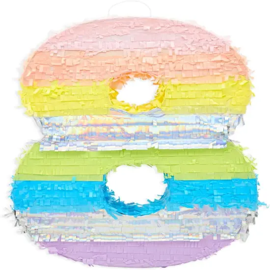 Large Number 8 Pinata for 8th Birthday Party Decorations, Rainbow Pastel (21 x 14.5 x 4 In) {4}