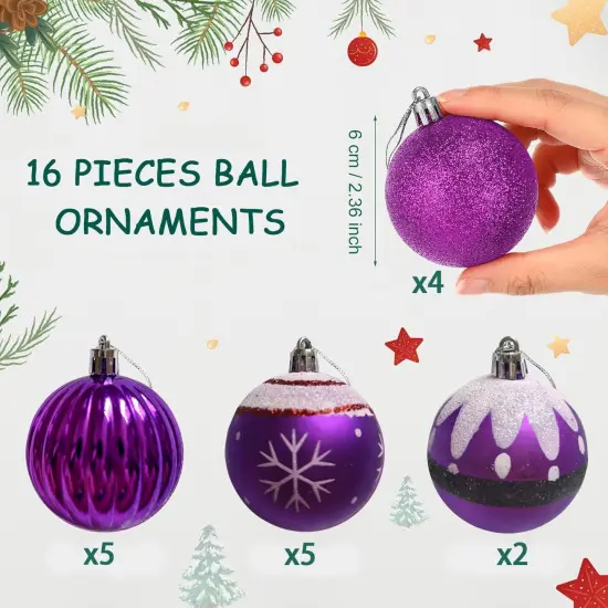 Purple Christmas Ornaments Ball Decorations {3}