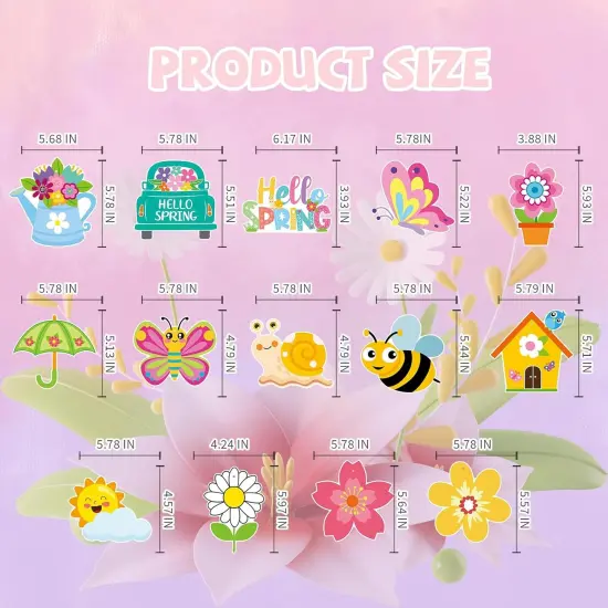 48 PCS Spring Hanging Swirls Decorations, Sun Flowers Butterfly Ceiling Swirls {2}