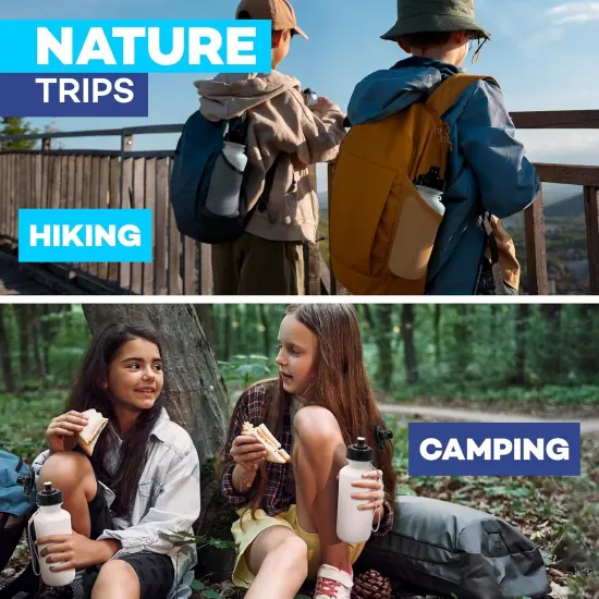 4E's Novelty Sports Water Bottles Bulk (22 Pack) 18 oz Squeeze Reusable Plastic White Water Bottle, BPA Free, School Kids Water Bottles, Party Favor, End of Year Student Gifts from Teacher {6}