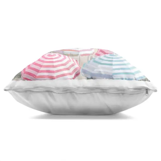 Stupell Industries Bright Beach Umbrellas Scene Decorative Printed Pillow design by Amber Sterling, 18 x 7 x 18 {3}