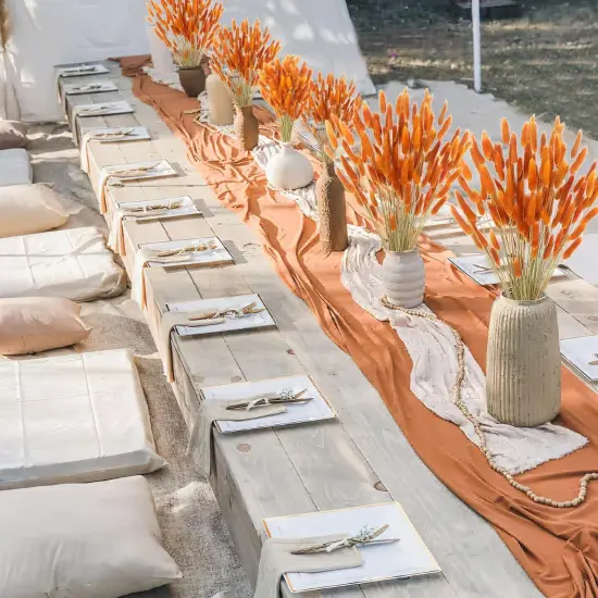 120pcs Dried Bunny Tails Flowers Orange Lagurus Ovatus Tail Dried Flowers Pampas Grass Natural Dried Floral Arrangement {4}