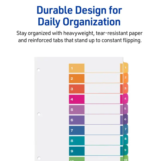 Avery Dividers for 3 Ring Binders, 10 Tabs per Set, Customizable Table of Contents, Multicolor Tabs (3 Sets of 11072) {5}