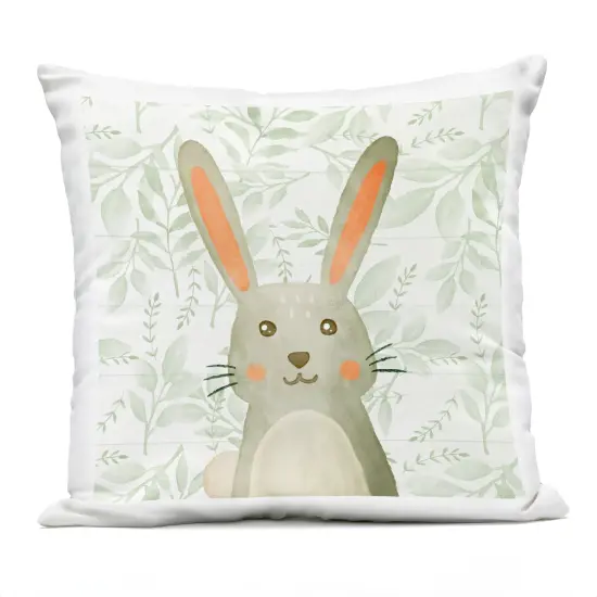 Stupell Industries Joyful Bunny on Botanicals Outdoor Printed Pillow design by Kim Allen, 18 x 7 x 18 {1}