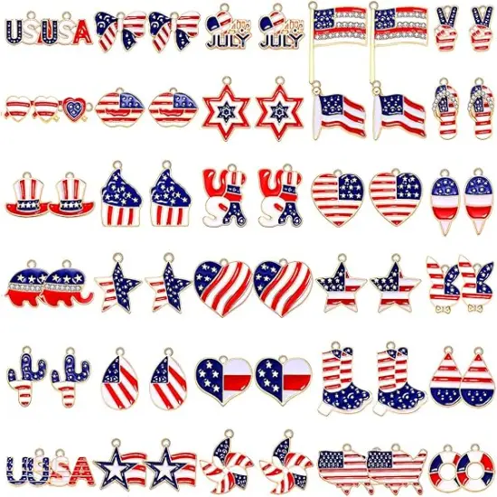 60PCS Patriotic Charms 4th of July Pendants for Jewelry Making {1}