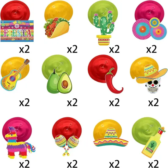 30 Pieces Mexican Fiesta Hanging Swirl Decorations, Cardstock Mexican Fiesta Cinco De Mayo Taco Twosday Birthday Theme Foil Ceiling Party Supplies for Boys Girls Baby Shower Party Favors {4}