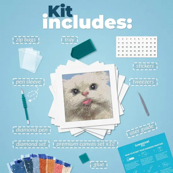 12 Pack Diamond Painting Kits for Adults - Brilliant Art Diamond Painting Kit - Paint Gem Art for Adults - Meme Cats 2.0 {2}