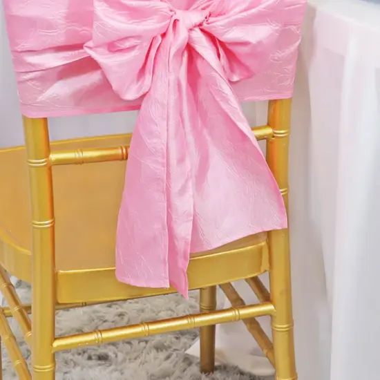 10 Pieces Crushed Taffeta Chair Sashes 9.5 x 108 inches Pink Rosy Charm {5}
