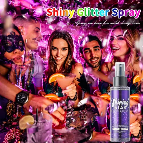 Body Glitter Spray,100ML(3.53OZ),Mardi Gras Outfit for Women,Mardi Gras Accessories,Glitter Hairspray,Sparkle Hair Spray,Glitter Spray for Hair/Body/Face/Clothes,Body Shimmer Spray for Skin {2}