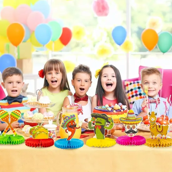 12pcs Fiesta Mexican Party Table Decoration Centerpiece - 8&rdquo; Paper 5 Cinco De Mayo Party Table Decoration Honeycomb for Fiesta Mexican Themed Taco Party Birthday Day of the Dead Decor Supplies {4}