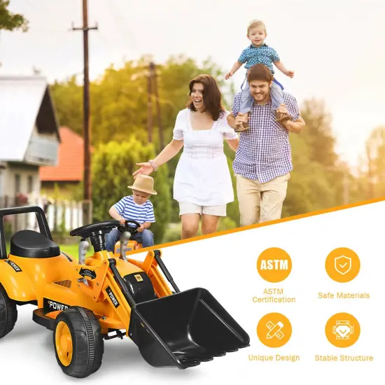 Costway Kids Ride On Excavator Digger 6V Battery Powered Tractor w/Digging Bucket Yellow {6}
