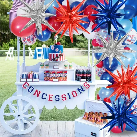6PCS Star Balloons, 22Inch Huge Red Blue White Explosion Star Balloons Aluminum Foil Balloons for 4th of July, Independence Day USA Patriotic Party Decorations {4}