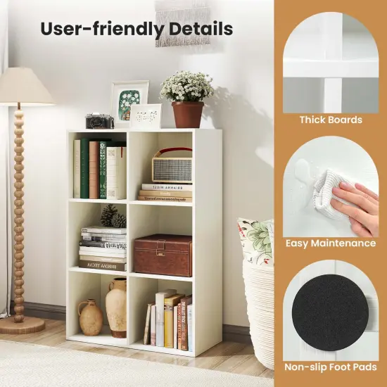 Costway 6-Cube Bookcase Modern 3-Tier Storage Organizer Horizontal Vertical Bookshelf {6}