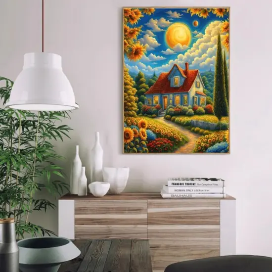 Landscape Paint by Numbers Kit for Adults, Spring Scenery Paint by Number on Canvas Without Frame, DIY Sunflower Oil Painting for Home Wall Decor(16x20inch) {4}