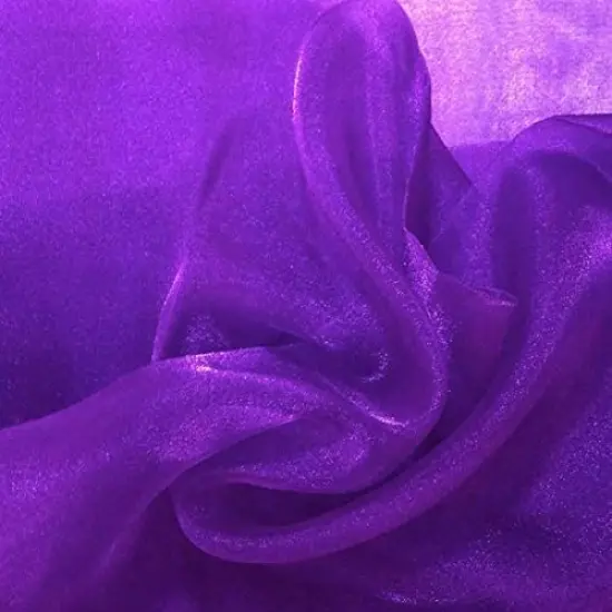 1 Yard Sparkle Crystal Sheer Organza, 60&Prime; Wide 100% Polyester Shiny Fabric Purple {1}