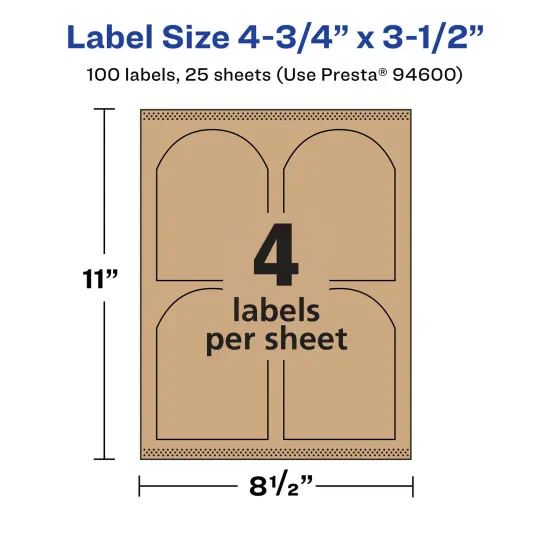 Avery Kraft Brown Arched Labels with Sure Feed, 4.75" x 3.5" {5}