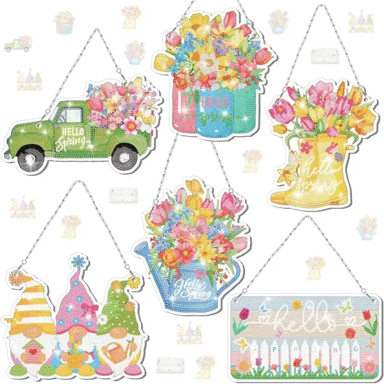 6 Pcs Diamond Painting Hanging Sign Kits {1}