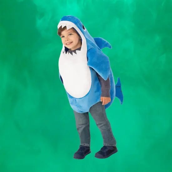 Rubies Blue and White Toddler Singing Daddy Shark Halloween Costume - 2T-4T {4}