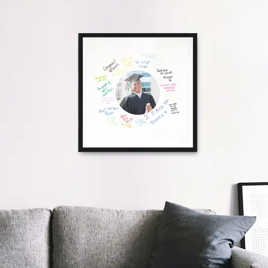 Autograph Black Wood Frame with Circle White Mat - Perfect for Event Signatures, Full-Color Pen Set Included - 3 Sizes Available {5}