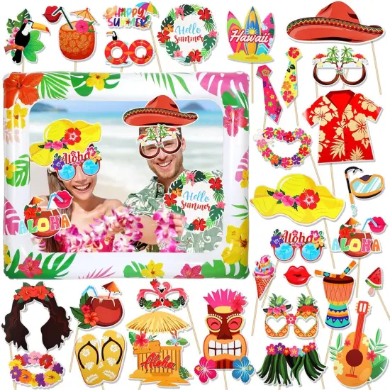 30 PCS Hawaiian Luau Photo Booth Props Kit {1}
