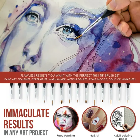 Detail Paint Brush Set, 15pcs Fine Miniature Paint Brushes Kit with Ergonomic Triangular Handle, Holder and Travel Bag, Perfect for Acrylic, Oil, Watercolor, Art, Scale, Model, Face, Paint by Numbers {4}