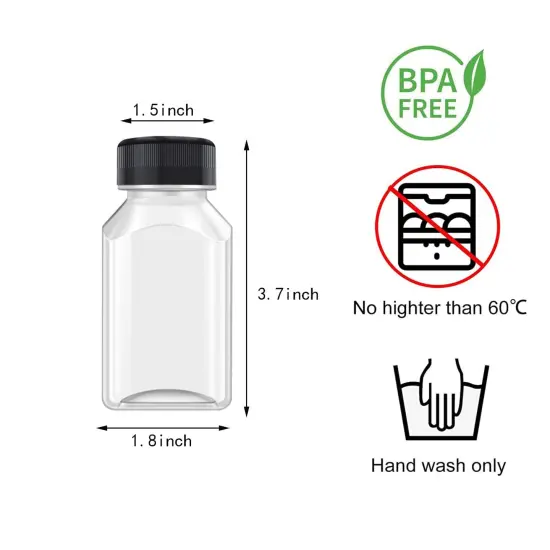 8 Pcs 4 Oz Juice Bottles Plastic Ginger Shot Bottles {2}