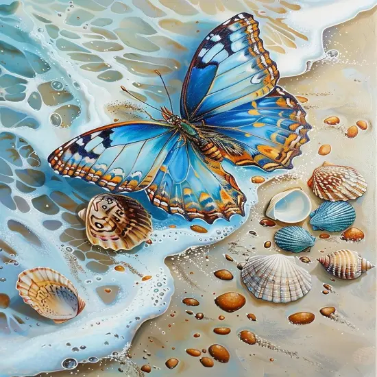 DIY 5D Diamond Painting Kits for Adults Butterfly - Paint with Diamond Art Kits for Adults Beaches Full Drill Round Canvas Mosaic Beginner Home Wall Decor Gift 12x16 inch z10 {1}