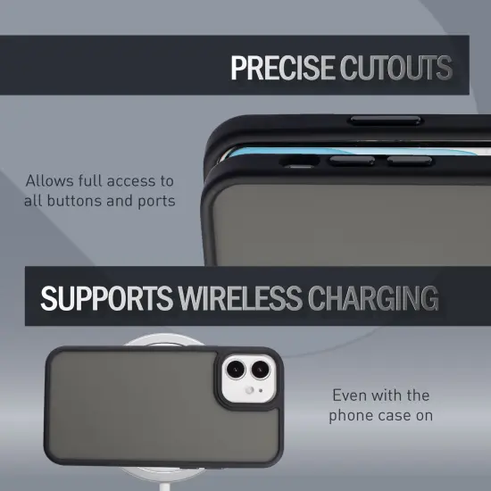 Insten Compatible with iPhone 12 Mini Case 5.4 inch, Translucent Matte Hybrid Hard Back Flexible TPU Bumper, Anti-Shatter Anti-shock Drop Protection, Wireless Charging, Black {5}