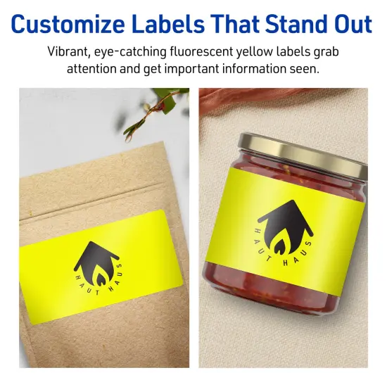 Avery Neon Yellow Paper Labels, 4" x 5" Rectangle {3}