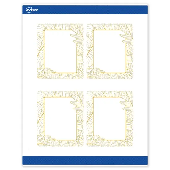 Avery Printable Rectangle Labels with Sure Feed Technology, Pre-Printed Gold Florals, Matte White, 4" x 3-1/3", Laser & Inkjet Compatible, 40 Total, Great for Branding, Marketing, and Events {1}