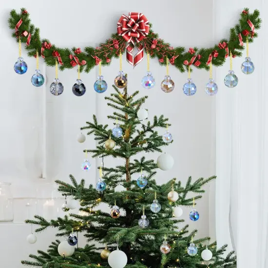 12 Pcs Multicolor Crystal Glass Christmas Balls Ornaments {2}