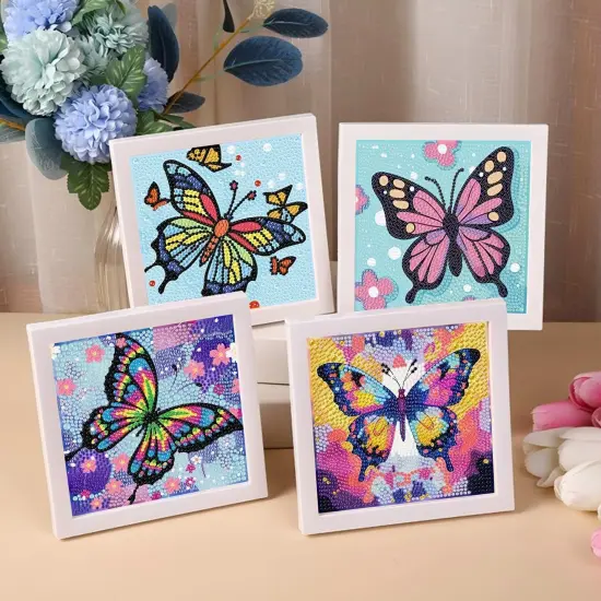 4 Packs Diamond Art Kits for Kids, Butterfly Diamond Art for Kids Ages 8-12, Diamond Painting Kits for Home Wall Decor (6x6 Inch) {3}