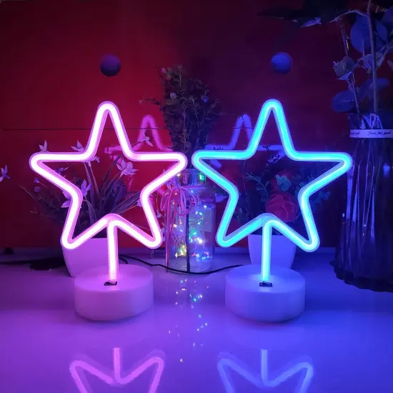 Summer Pink Star Neon Light &ndash; Summer Glow LED Sign with Base, USB/Battery Powered &ndash; Fun Decor for Pool Parties, Patios & Beachy Nights {4}